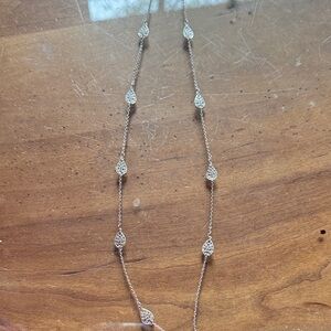 Delicate Teardrop Station Silver Necklace - Women's Jewelry.